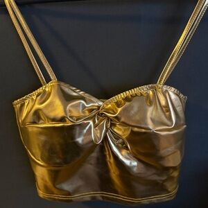 Source Unknown Gold Metallic Tank Top